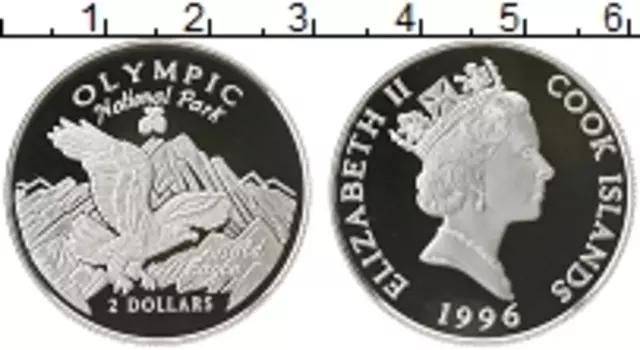 Монета 2 доллара Островов Кука 1996 года Серебро Елизавета II