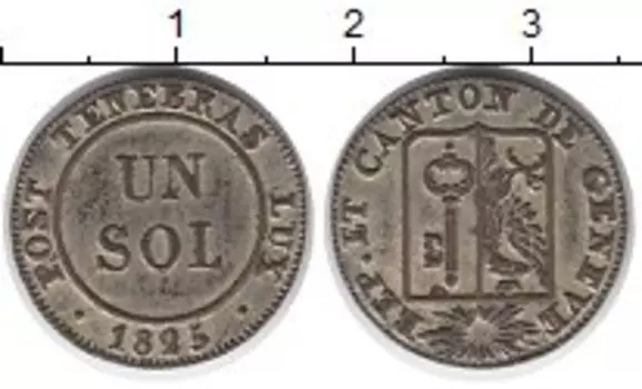 Монета соль Женевы 1825 года Серебро