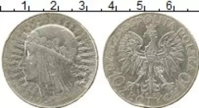 Монета 10 злотых Польши 1932 года Серебро