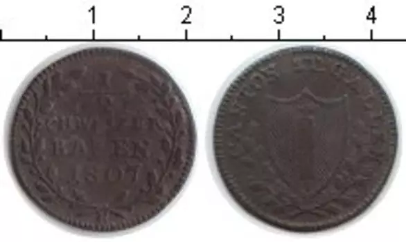 Монета 1/2 батзена Сант-Галлена 1807 года Медь