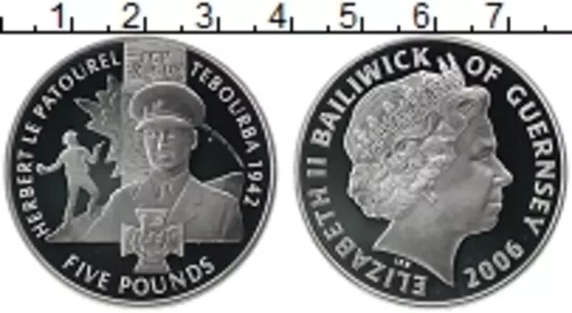 Монета 5 фунтов Гернси 2006 года Серебро Елизавета II
