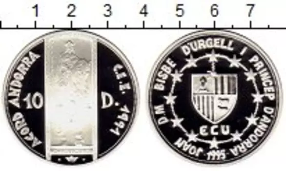 Монета 10 динерс Андорры 1995 года Серебро Всадник