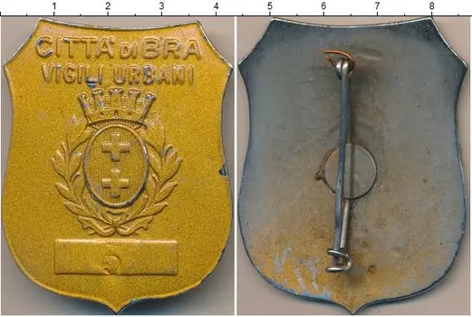 Монета Полицейский знак Италии Медно-никель Бра