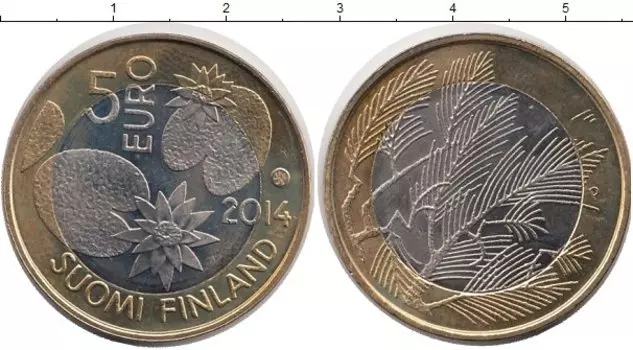 Монета 5 евро Финляндии 2014 года Биметалл Флора Финляндии