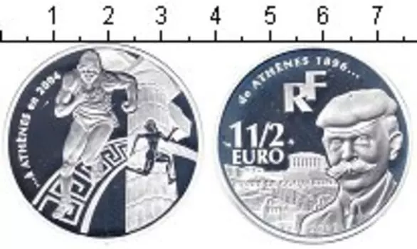 Монета 1/2 евро Франции 2003 года Серебро Олимпиада 2004 в Афинах