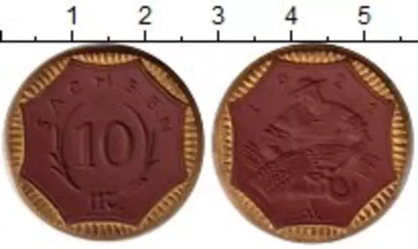 Монета 10 пфеннигов Германия : Нотгельды 1921 года Фарфор Саксония