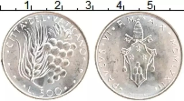 Монета 500 лир Ватикана 1972 года Серебро Пий XI