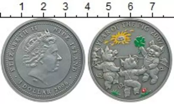 Монета доллар Ниуэ 2006 года Серебро Год Свиньи