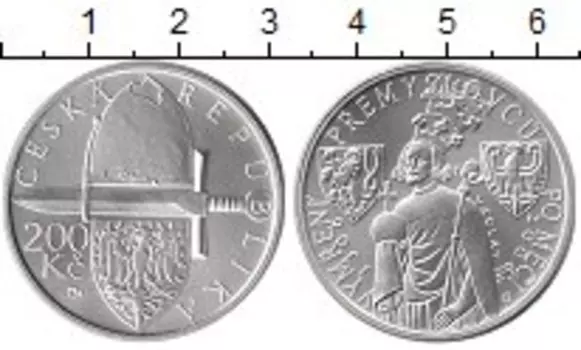 Монета 200 крон Чехии 2006 года Серебро 700 лет со дня смерти Вацлава III