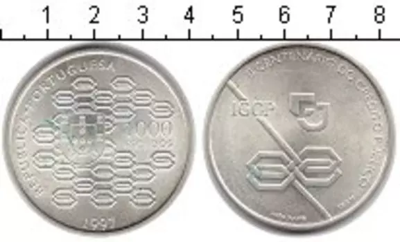 Монета 1000 эскудо Португалии 1997 года Серебро 200-летие МПГК Государственного кредита
