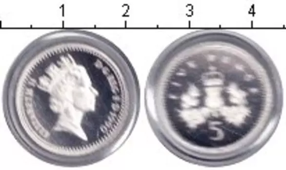 Монета 5 пенсов Англии 1990 года Серебро Елизавета II