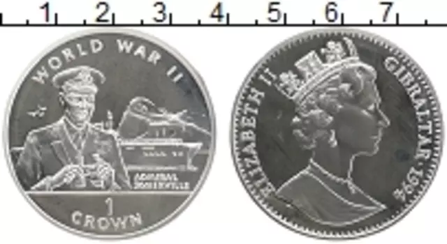 Монета крона Гибралтара 1994 года Серебро Вторая Мировая Война