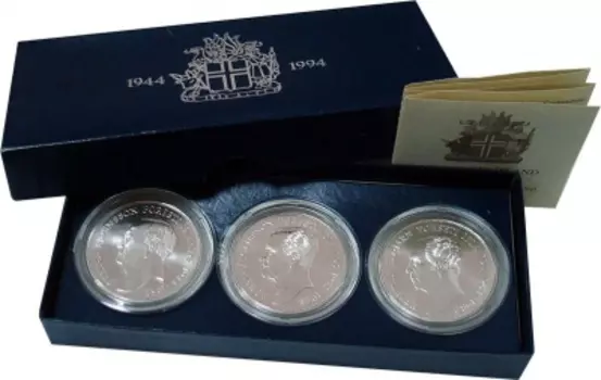 Набор монет 1000 крон Исландии 1994 года Серебро 50 лет Республике