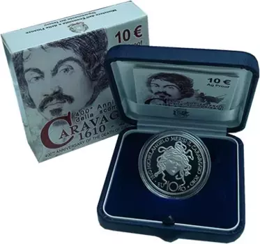Набор монет 10 евро Италии 2010 года Серебро ?? "Памятная Монета Караваджо" - Италия, 10 евро серебряная монета Proof ?? Отдайте дань памяти Микеланджело Меризи да Караваджо, одному из самых влиятельных деятелей искусства, с этой изысканной серебряной монетой номиналом 10 евро от Италии