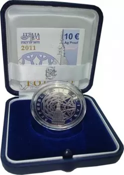 Набор монет 10 евро Италии 2011 года Серебро `Подарочная монета посвящена итальянскому городу Турину