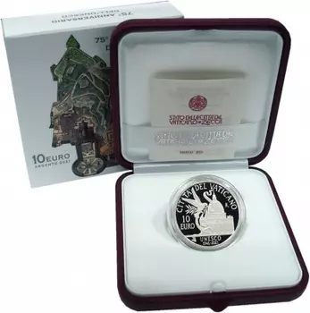 Набор монет 10 евро Ватикана 2021 года Серебро 75 лет организации ЮНЕСКО