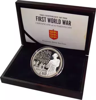 Набор монет 10 фунтов Гернси 2014 года Серебро 100-летие начала Первой Мировой войны