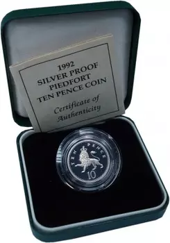 Набор монет 10 пенсов Англии 1992 года Серебро ПЬЕФОР