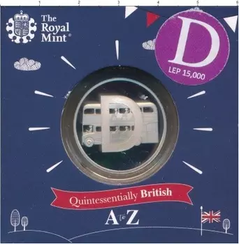 Набор монет 10 пенсов Англии 2018 года Серебро Алфавит - D