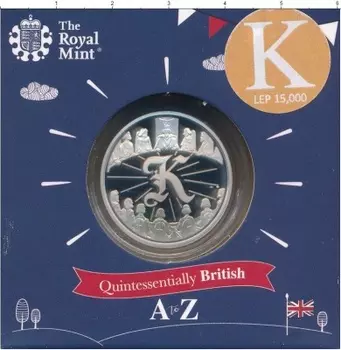Набор монет 10 пенсов Англии 2018 года Серебро Алфавит - K