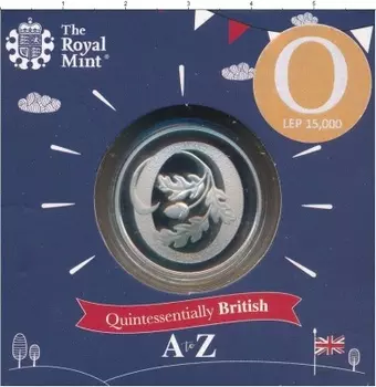 Набор монет 10 пенсов Англии 2018 года Серебро Алфавит - O