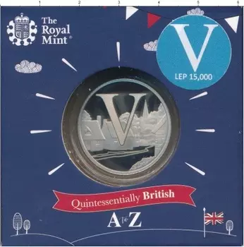 Набор монет 10 пенсов Англии 2018 года Серебро Алфавит - V