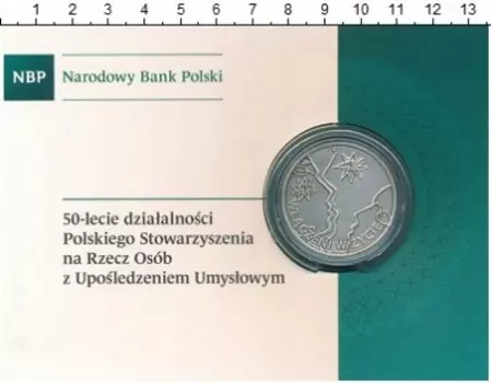 Набор монет 10 злотых Польши 2013 года Серебро 50 лет польской ассоциации людей с ограниченными умственными возможностями
