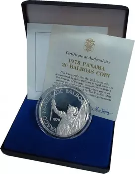 Набор монет 20 бальбоа Панамы 1978 года Серебро 75 лет Независимости