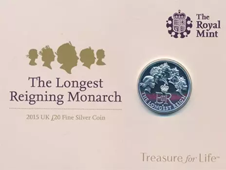 Набор монет 20 фунтов Англии 2015 года Серебро 20-фунтовая монета Великобритании 2015 года: Трибьют Величеству Представляем вашему вниманию непревзойденный шедевр нумизматики - 20-фунтовую монету Великобритании 2015 года (серебро 999