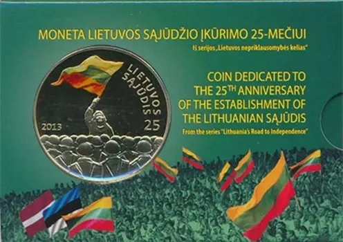 Набор монет 25 лит Литвы 2013 года Латунь `Монета номиналом 25 лит посвящена 25-летию создания общественно-политеческой организации ``Саюдис``(``Движение``)