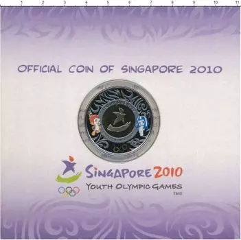 Набор монет 2 доллара Сингапура 2010 года Биметалл Летние юношеские олимпийским игры в Сингапуре