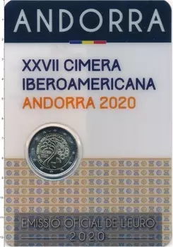 Набор монет 2 евро Андорры 2020 года Биметалл XXVII Иберро-Американский саммит в Андорре