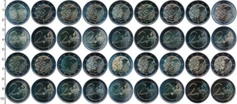 Набор монет 2 евро Европы 2022 года Биметалл 35 лет Программе Эразмус