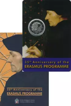 Набор монет 2 евро Мальты 2022 года Биметалл 35 лет программе Эразмус