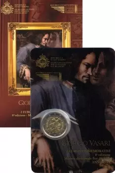 Набор монет 2 евро Сан-Марино 2011 года Биметалл ?? «Джорджо Вазари - Великолепие Возрождения» - Памятная монета 2 евро Сан-Марино ?? Отдайте дань уважения Джорджо Вазари, выдающемуся итальянскому художнику и архитектору, мастеру Возрождения, с этой биметаллической монетой номиналом 2 евро, изготовленной в честь его творчества