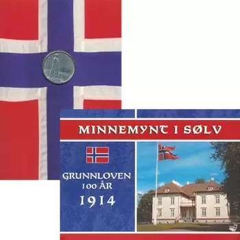 Набор монет 2 кроны Норвегии 1914 года Серебро 100 лет Конституции Норвегии