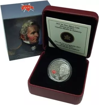 Набор монет 4 доллара Канады 2013 года Серебро Герои 1812 года - Шарль-Мишель д`Иренберри де Салаберри