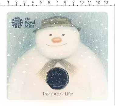 Набор монет 50 пенсов Англии 2018 года Медно-никель 40 лет Снеговику