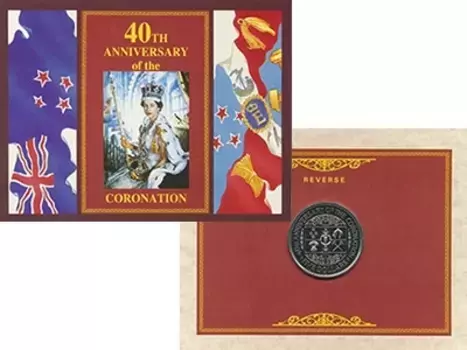 Набор монет 5 долларов Новой Зеландии 1993 года Медно-никель 40 лет коронации Королевы Елизаветы II