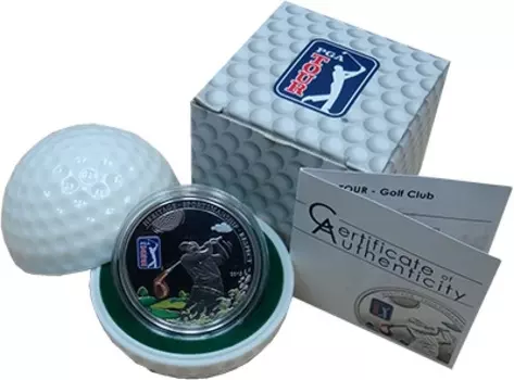 Набор монет 5 долларов Островов Кука 2013 года Серебро Монета посвящена PGA TOUR (официальному организатору основных мужских профессиональных турниров по гольфу, проходящих в Северной Америке)