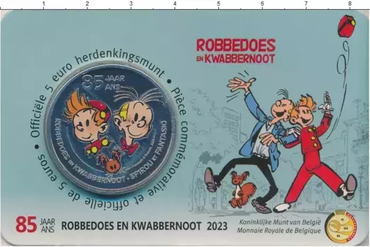 Набор монет 5 евро Бельгии 2023 года Медно-никель ? "85 лет журналу комиксов" - юбилейная монета Спиру и Фантазио ? Отметьте 85-летний юбилей легендарного журнала комиксов с этой праздничной 5 евро монетой, выпущенной Бельгией в 2023 году