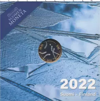 Набор монет 5 евро Финляндии 2022 года Биметалл Чемпионат мира по хоккею