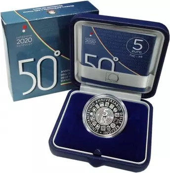 Набор монет 5 евро Италии 2020 года Серебро 50 лет создания итальянских регионов