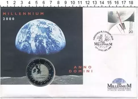 Набор монет 5 фунтов Англии 1999 года Медно-никель Подарочный набор посвящён новому тысячелетию-миллениуму