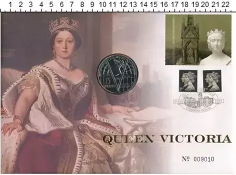 Набор монет 5 фунтов Англии 2001 года Медно-никель ?? Памятный набор "100 лет со дня смерти Королевы Виктории" Великобритания, 5 фунтов, 2001 год ?? Отдайте дань великому монаршему наследию с этим набором, посвященным 100-летию со дня смерти одной из самых знаменитых фигур британской истории - Королевы Виктории