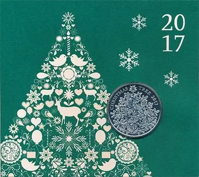 Набор монет 5 фунтов Англии 2017 года Медно-никель Традиционная монета Великобритании - Рождественская ёлка, выпущенная Королевским Монетным Двором ROYAL MINT