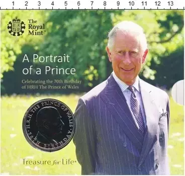 Набор монет 5 фунтов Англии 2018 года Медно-никель 70 лет Принцу Чарльзу