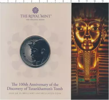 Набор монет 5 фунтов Англии 2022 года Медно-никель 100 лет открытию гробницы Тутанхамона