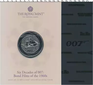 Набор монет 5 фунтов Англии 2023 года Медно-никель Джеймс Бонд агент 007