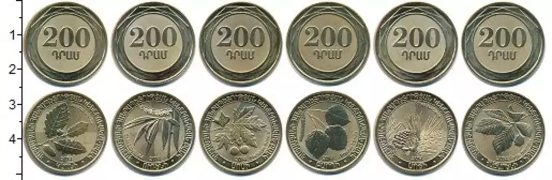 Набор монет Армения 2014 Армении 2014 года В наборе 6 монет номиналом по 200 драм каждая